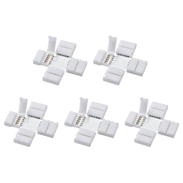 uxcell 12mm 5P Cross Shape LED Strip Connector Quick Splitter for 5050 RGB 5 Conductor Strip Lights 10Pcs 
